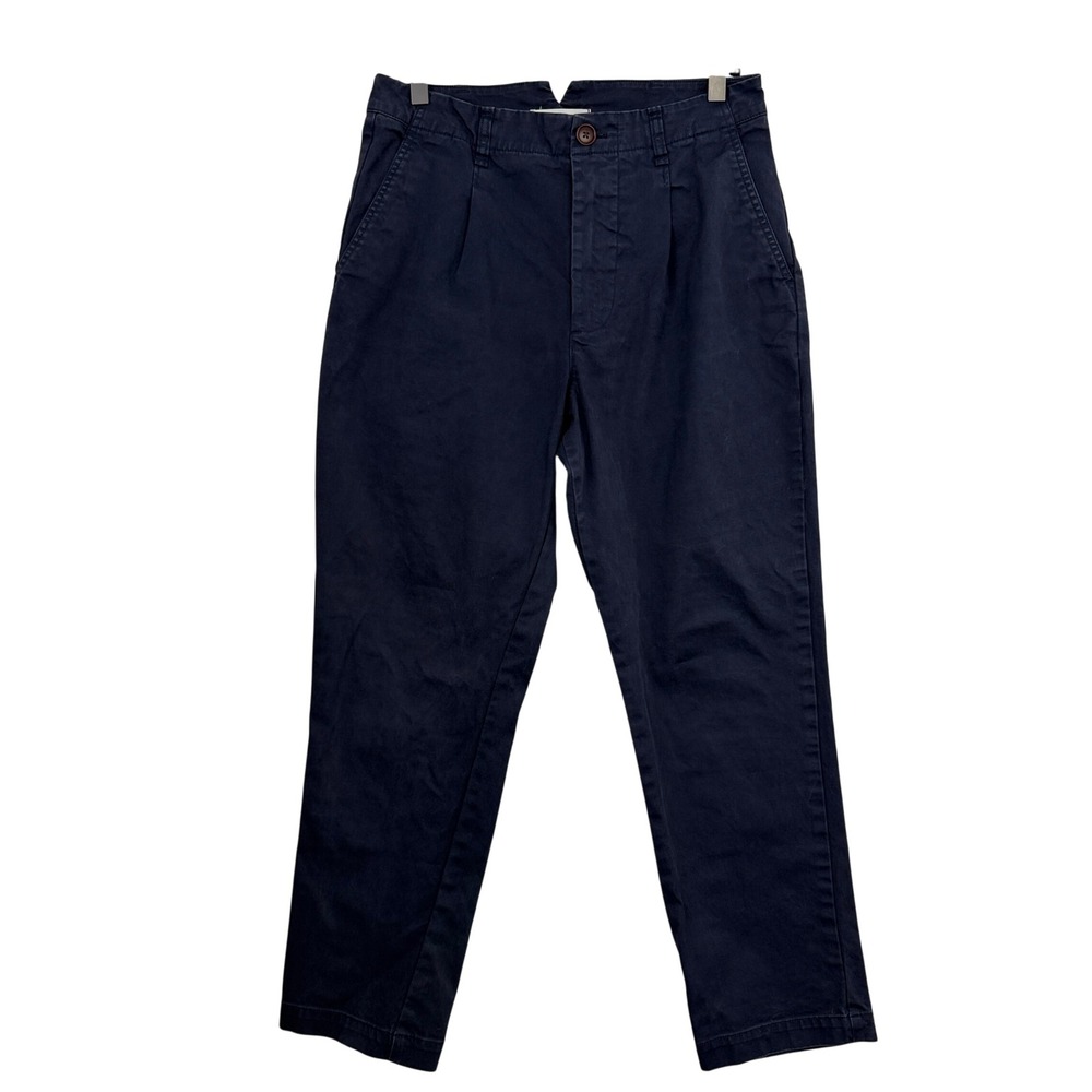 Alex Mill Pants Womens 6 Navy Blue Pleated Chino Trousers High Rise Tapered Leg